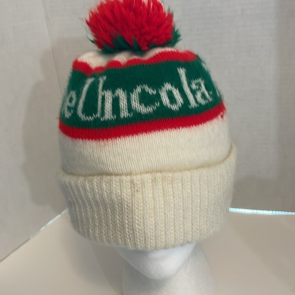 Vintage 7 Up the uncola beanie hat cap knitted white green and red - Picture 3 of 4